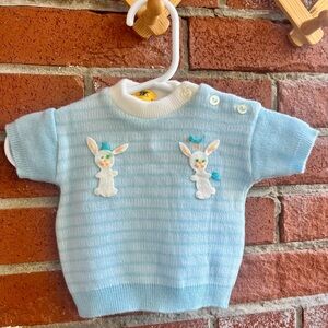 Charming Light Blue Bunny Kids Sweater